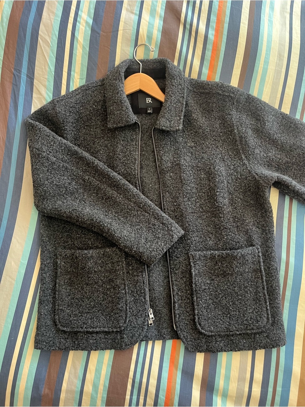 Banana Republic Charcoal Gray Sherpa Zip Shirt Jacket - Picture 2 of 2